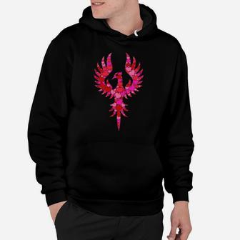Pink Red Heart Valentines Day Phoenix Mythical Bird Hoodie - Monsterry
