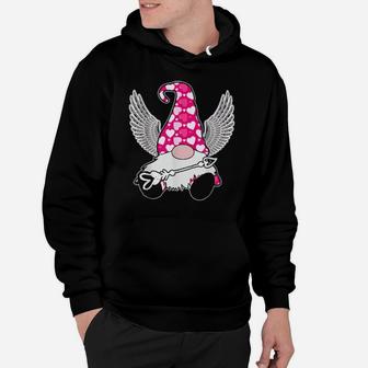 Pink Valentine Gnome Cupid Cute Hearts Happy Valentines Day Hoodie - Monsterry