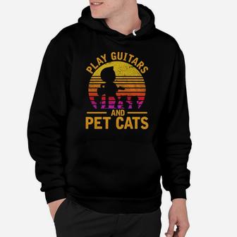 Play Guitars And Pet Cats Musician Cute Kitten Lover Hoodie | Crazezy