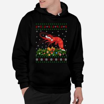 Prawn Fish Lover Xmas Santa Hat Ugly Prawn Christmas Sweatshirt Hoodie | Crazezy