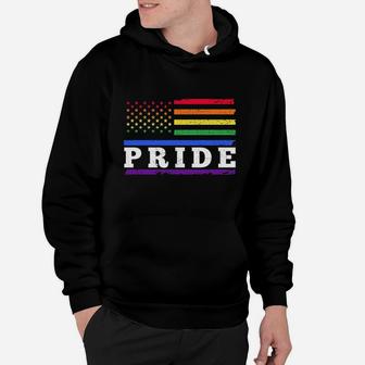 Pride Lgbt Rainbow American Flag Gay Pride Rainbow Pullover Hoodie | Crazezy DE