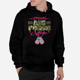 Proud Air Force Mom - Camo Us Flag Dog Tags Military Mother Hoodie | Crazezy UK