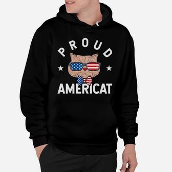 Proud Americat Patriotic 4Th Of July Cat Hoodie - Monsterry