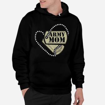 Proud Army Mom Dog Tags Heart Hoodie | Crazezy UK