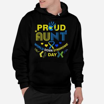 Proud Aunt Ribbon Heart Down Syndrome Day Trisomy Hoodie | Crazezy