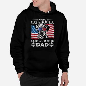 Proud Catahoula Leopard Dog Dad American Flag Patriotic Dog Hoodie | Crazezy CA