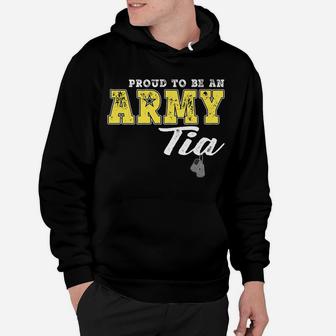 Proud To Be An Army Tia Us Flag Dog Tags Military Aunt Gift Hoodie | Crazezy DE