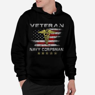 Proud Veteran Navy Corpsman T-Shirt Gifts For Men Hoodie | Crazezy
