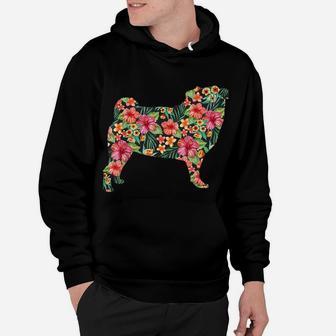 Pug Flower Funny Dog Silhouette Floral Gifts Women Men Hoodie | Crazezy DE