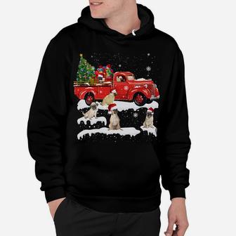 Pug Riding Red Truck Merry Christmas X-Mas Ugly Gift Hoodie | Crazezy UK