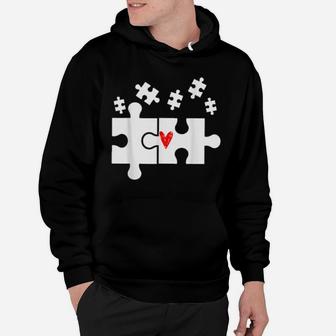 Puzzle Game Heart Love Valentines Day Heart Game Hoodie - Monsterry