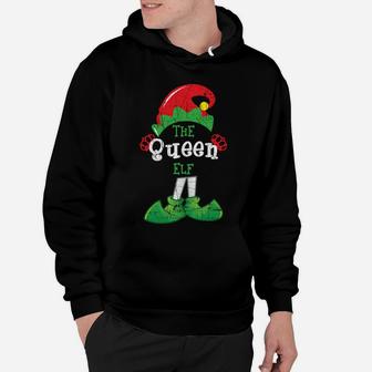 Queen Elf Funny Christmas Matching Gifts Holiday Distressed Sweatshirt Hoodie | Crazezy