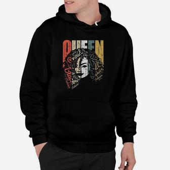 Queen Strong Black Woman Afro Natural Hair Afro Educated Melanin Rich Skin Black Hoodie | Crazezy CA