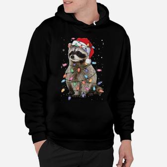 Raccoon Christmas Tree Lights Pajama Racoon Lover Xmas Gift Sweatshirt Hoodie | Crazezy