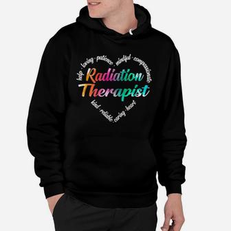 Radiation Therapist Heart Word Cloud Watercolor Rainbow Hoodie - Monsterry