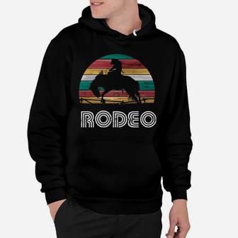Rainbow Cowboy Rodeo Bucking Bronco Horse Retro Style Hoodie | Crazezy