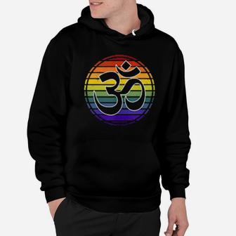 Rainbow Gay Pride Yoga Om Symbol Aum Meditation Namaste Love Hoodie - Monsterry UK