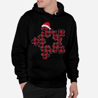 Red & Black Christmas Buffalo Plaid Snowflakes Santa Hat Hoodie | Crazezy CA