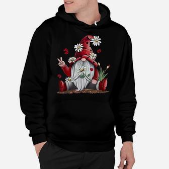 Red Gnome Hippie Daisy Flowers Gnome Ladybugs - Christmas Hoodie | Crazezy