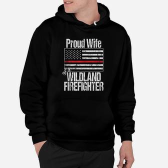 Red Line Flag Product Proud Wife Of A Wildland Firefighter Hoodie - Thegiftio UK