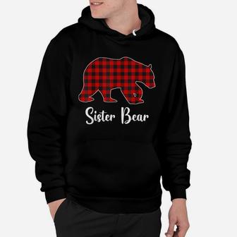 Red Plaid Bear Christmas Pajama Sister Matching Family Hoodie | Crazezy DE