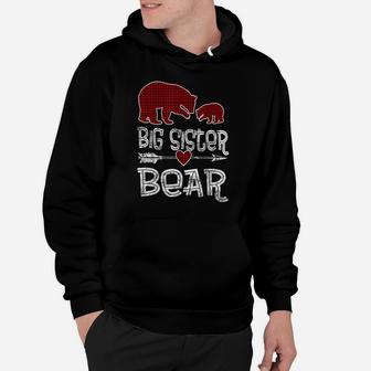 Red Plaid Big Sister Bear Christmas Pajama Matching Family Hoodie | Crazezy UK