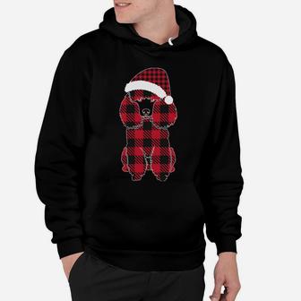 Red Plaid Buffalo Cute Poodle Christmas Santa Hat Pajamas Sweatshirt Hoodie | Crazezy AU
