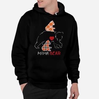 Red Plaid Flannel Bear Mama Proud Mom Family Matching Pajama Hoodie | Crazezy