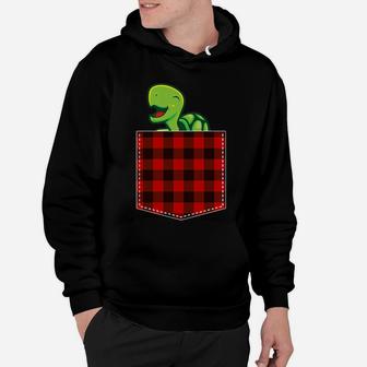 Red Plaid Turtle In Pocket Buffalo Family Pajama Christmas Hoodie | Crazezy