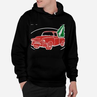 Red Truck Christmas Tree Vintage Sweater - Xmas Sweatshirt Sweatshirt Hoodie | Crazezy