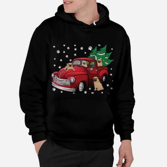 Red Truck Merry Christmas Tree Pug Dog Christmas Hoodie | Crazezy CA