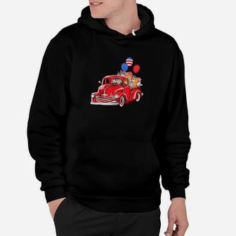 Red Truck With Cats 4Th Of July Balloon Costume Kid Hoodie - Monsterry DE