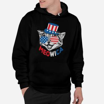 Red White Blue Cat 4Th Of July Meowica American Flag Hoodie - Monsterry