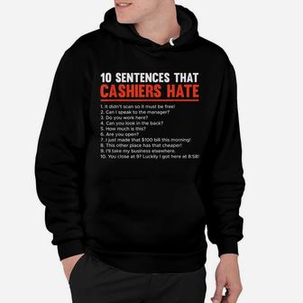 Retail Worker Funny 10 Sentences Cashier Hoodie | Crazezy