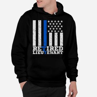 Retired Lieutenant Police Retirement Thin Blue Line Usa Flag Hoodie | Crazezy CA
