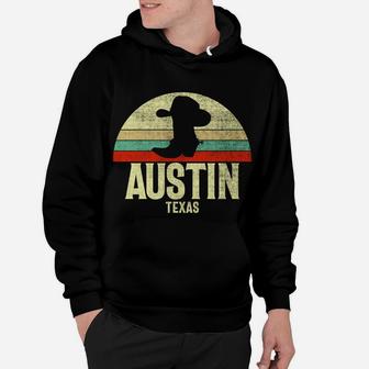 Retro Austin Texas Cowboy Hat On Cowboy Boot Vintage Sweatshirt Hoodie | Crazezy