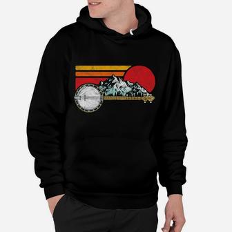 Retro Banjo Mountains & Sun Sketch Surf Style 80'S Graphic Hoodie | Crazezy
