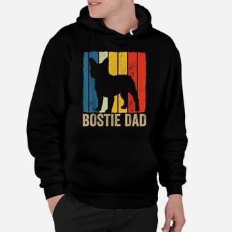 Retro Boston Terrier Dad Gift Dog Owner Pet Bostie Father Hoodie | Crazezy