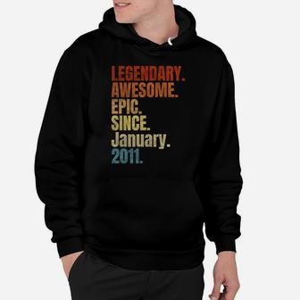 Retro Legendary Since January 2011 T Shirt 8 Years Old Hoodie | Crazezy
