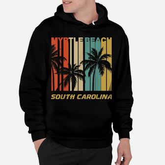Retro Myrtle Beach South Carolina Palm Trees Vacation Hoodie | Crazezy