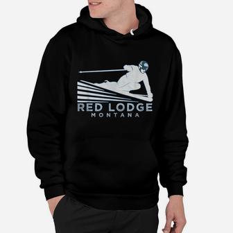 Retro Ski Red Lodge, Montana Illustration - Vintage Snow Ski Hoodie | Crazezy