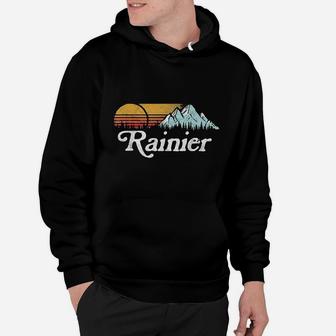 Retro Vibe Mount Rainier Vintage Mountains Sun Hoodie | Crazezy