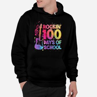 Rockin' 100 Days Of School Guitar Student Music Teacher Hoodie | Crazezy