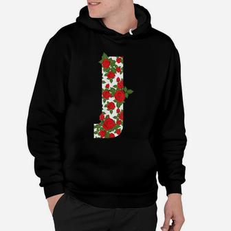 Rose Letter J Initial Colourful Flower Roses Style Hoodie | Crazezy CA