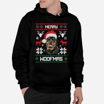 Rottweiler Merry Woofmas Christmas Dog Sweatshirt Rottie Hoodie | Crazezy