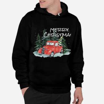 Rustic Retro Farm Car Truck Wagon Christmas Fir Tree Pajamas Hoodie | Crazezy