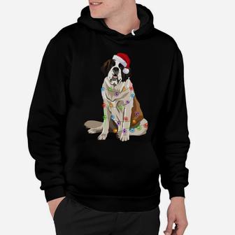 Saint Bernard Christmas Lights Xmas Dog Lover Santa Hat Hoodie | Crazezy UK