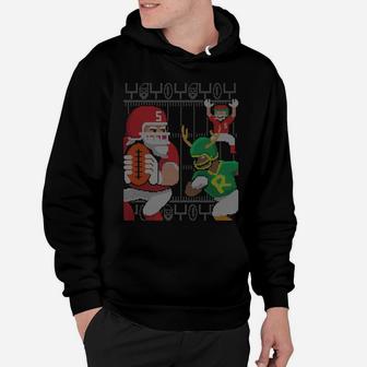 Santa Claus Elf Reindeer Football Ugly Christmas Sweater Hoodie | Crazezy