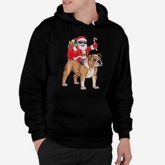 Santa Claus Riding English Bulldog Xmas Gifts Dog Hoodie - Monsterry CA