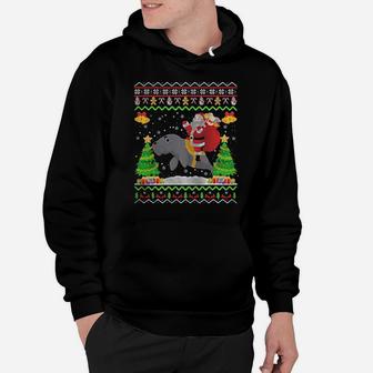 Santa Claus Riding Manatee Ugly Hoodie - Monsterry